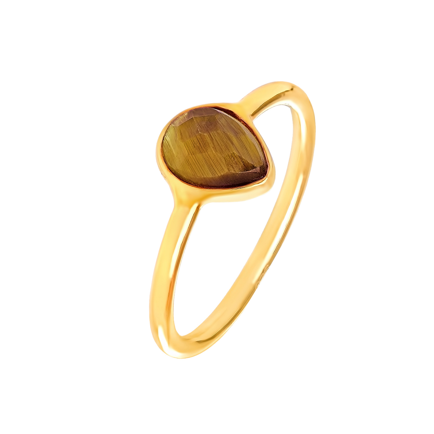 Кольцо "Бохо" с тигровым глазом в золотом напылении от магазина LunaLu
