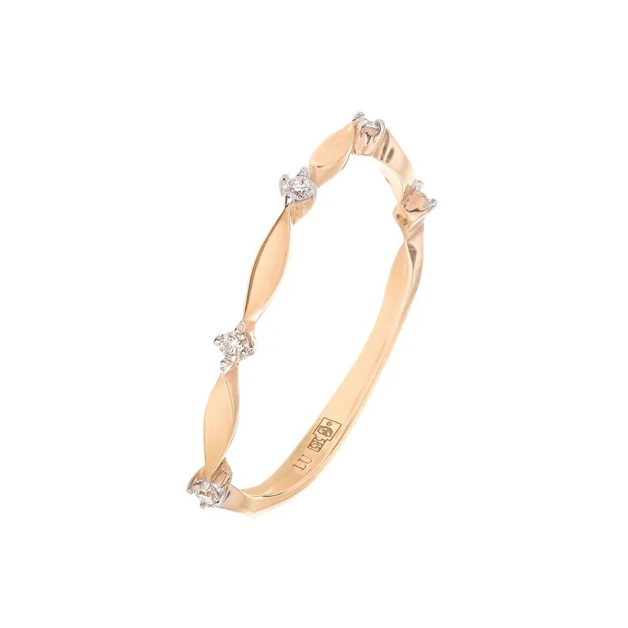 Кольцо из розового золота с бриллиантами от магазина LunaLu