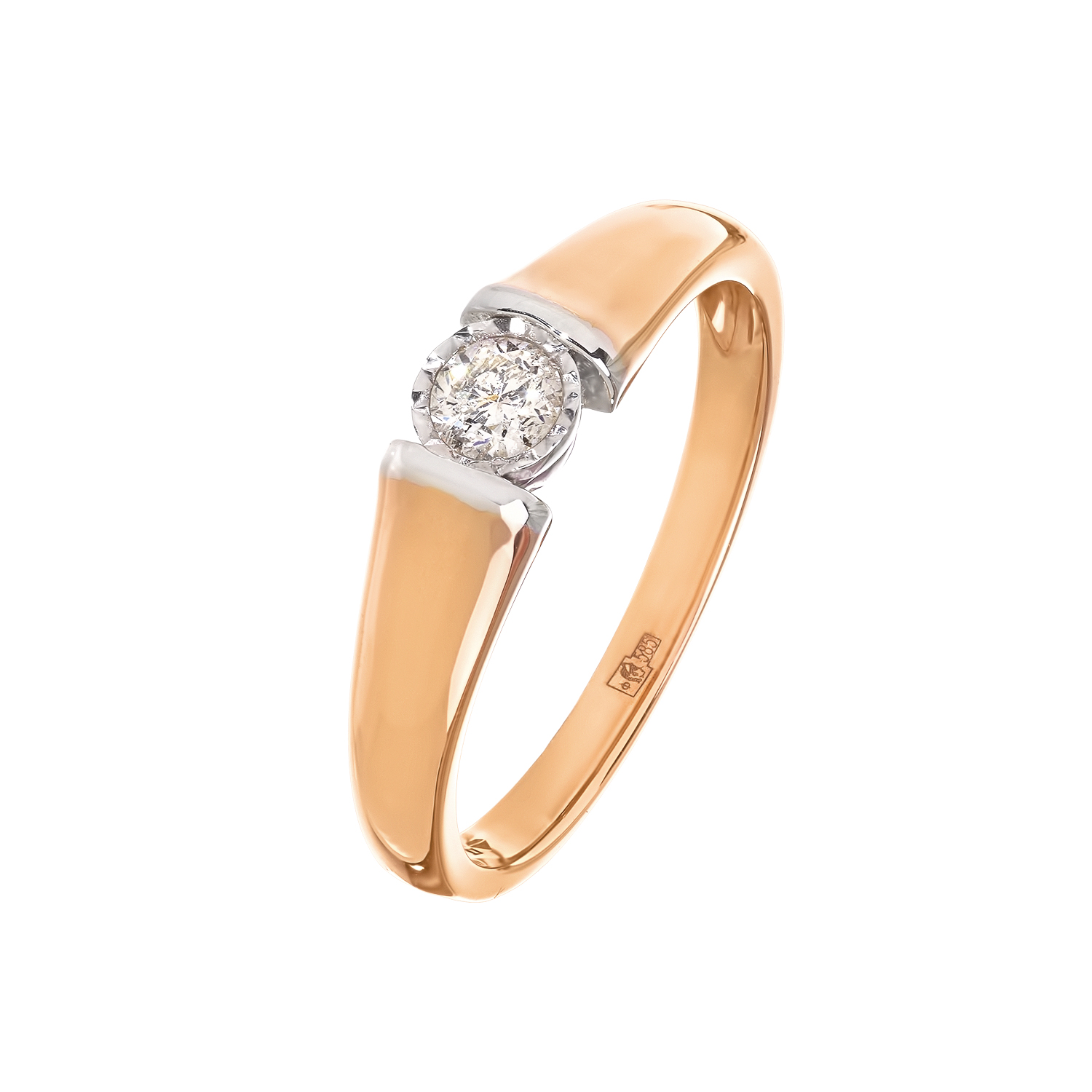 Кольцо с бриллиантом в розовом золоте в стиле Cartier от магазина LunaLu