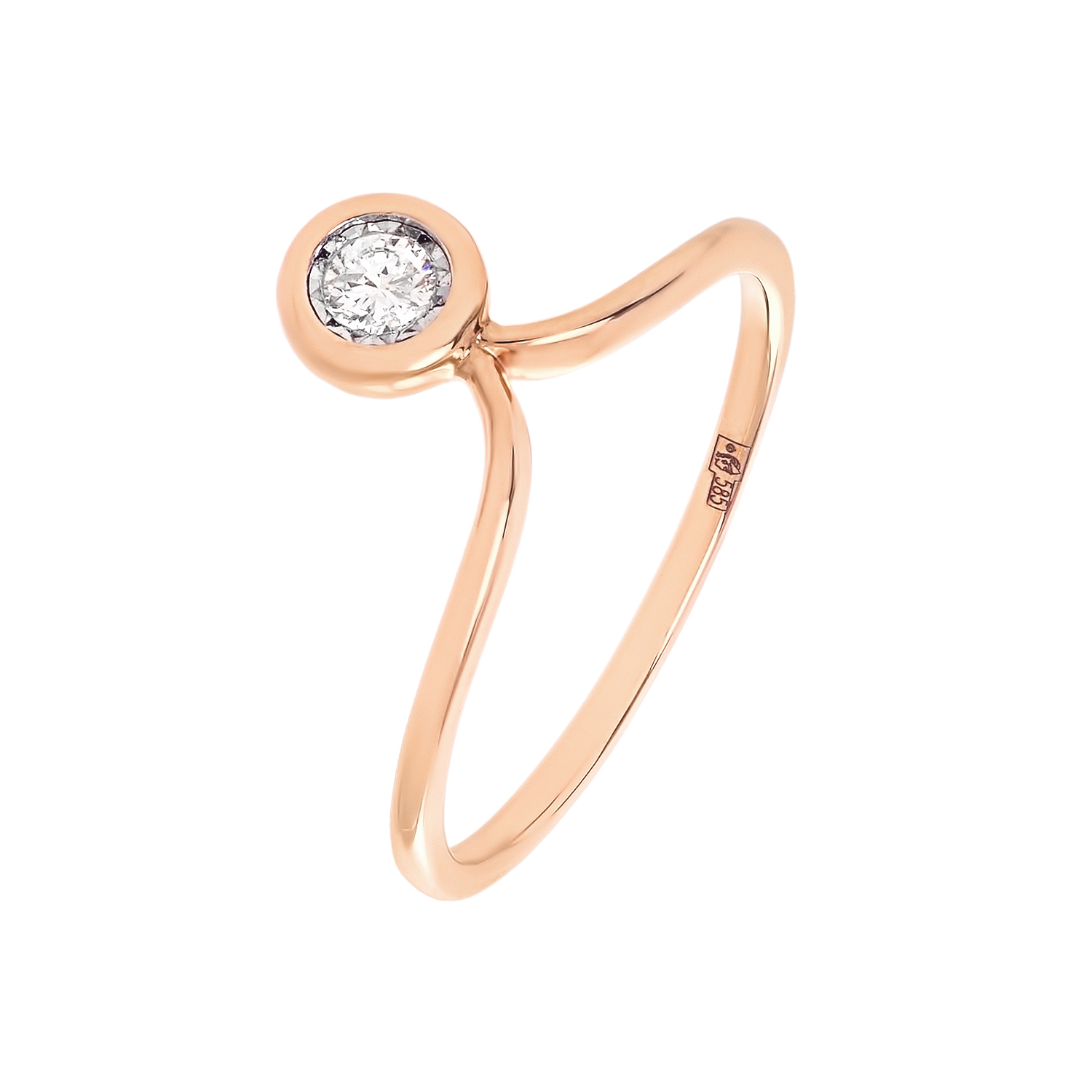 Кольцо из розового золота с бриллиантом от магазина LunaLu