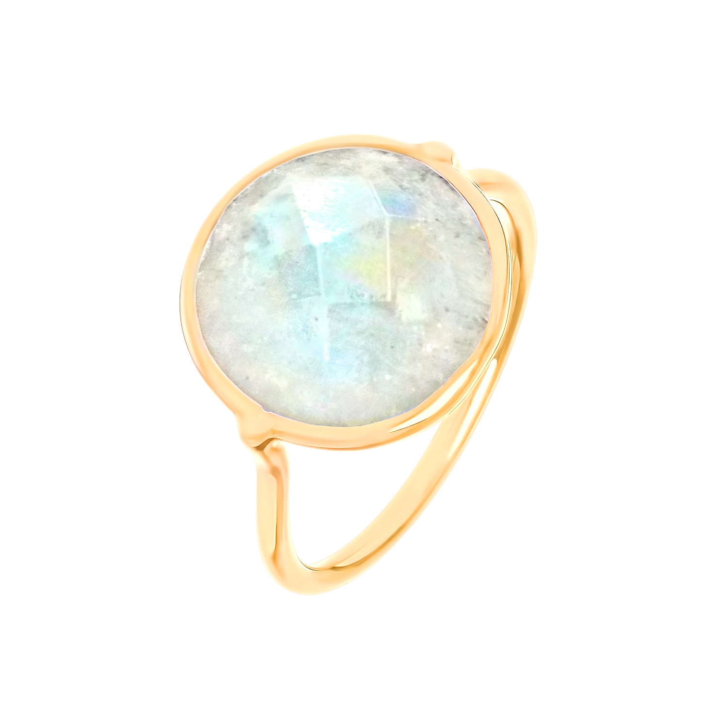 Кольцо "Бохо" с лунным камнем в серебре с золотым напылением от магазина LunaLu
