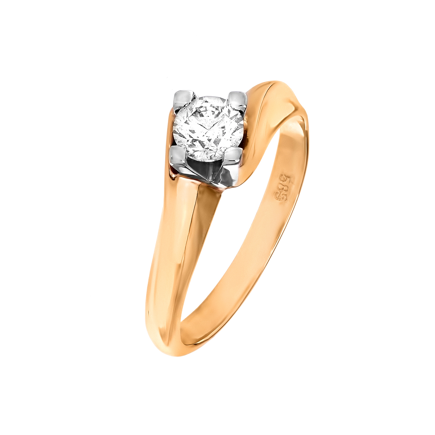 Помолвочное кольцо с бриллиантом в желтом золоте от магазина LunaLu