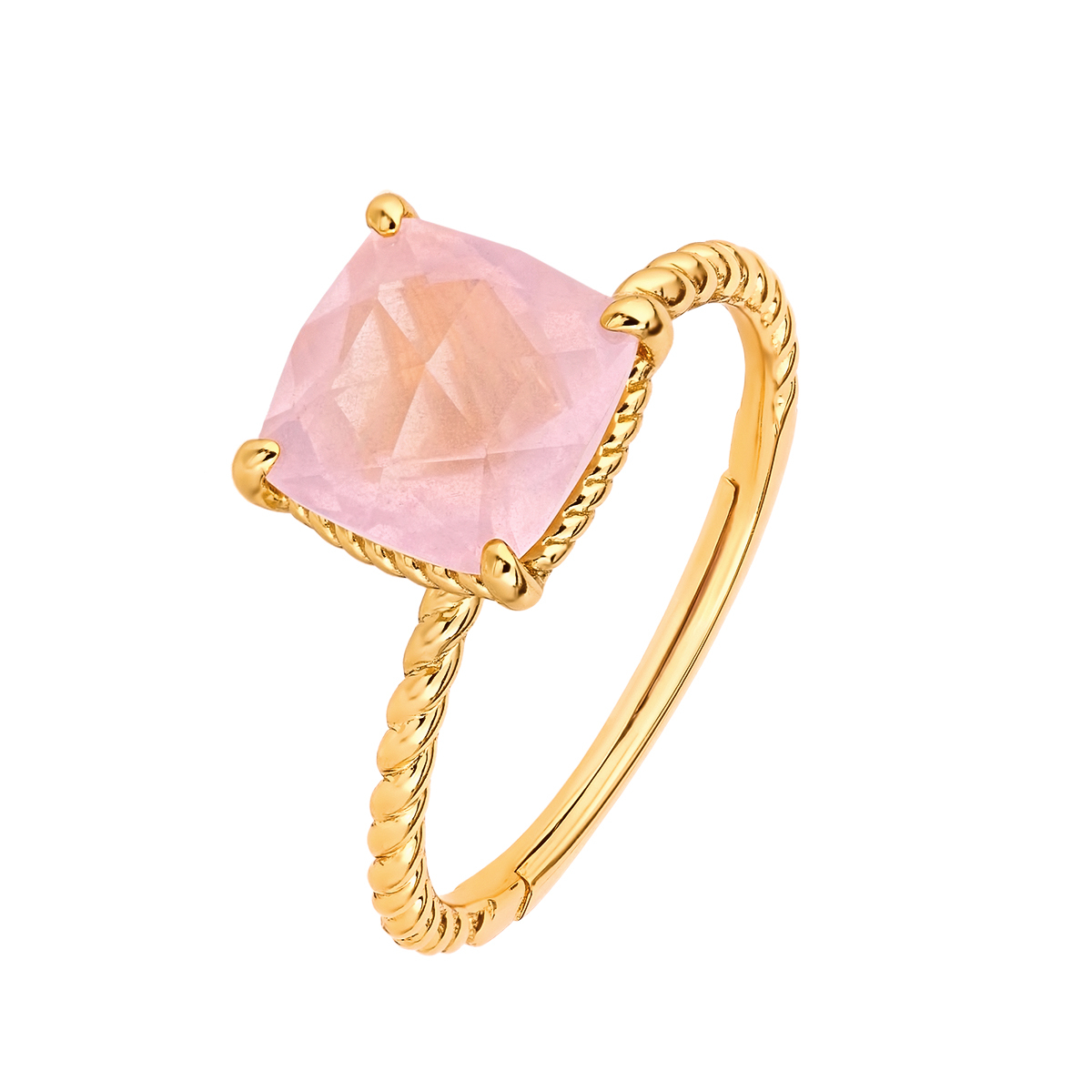 Кольцо Queen с розовым кварцем в золотом напылении от магазина LunaLu