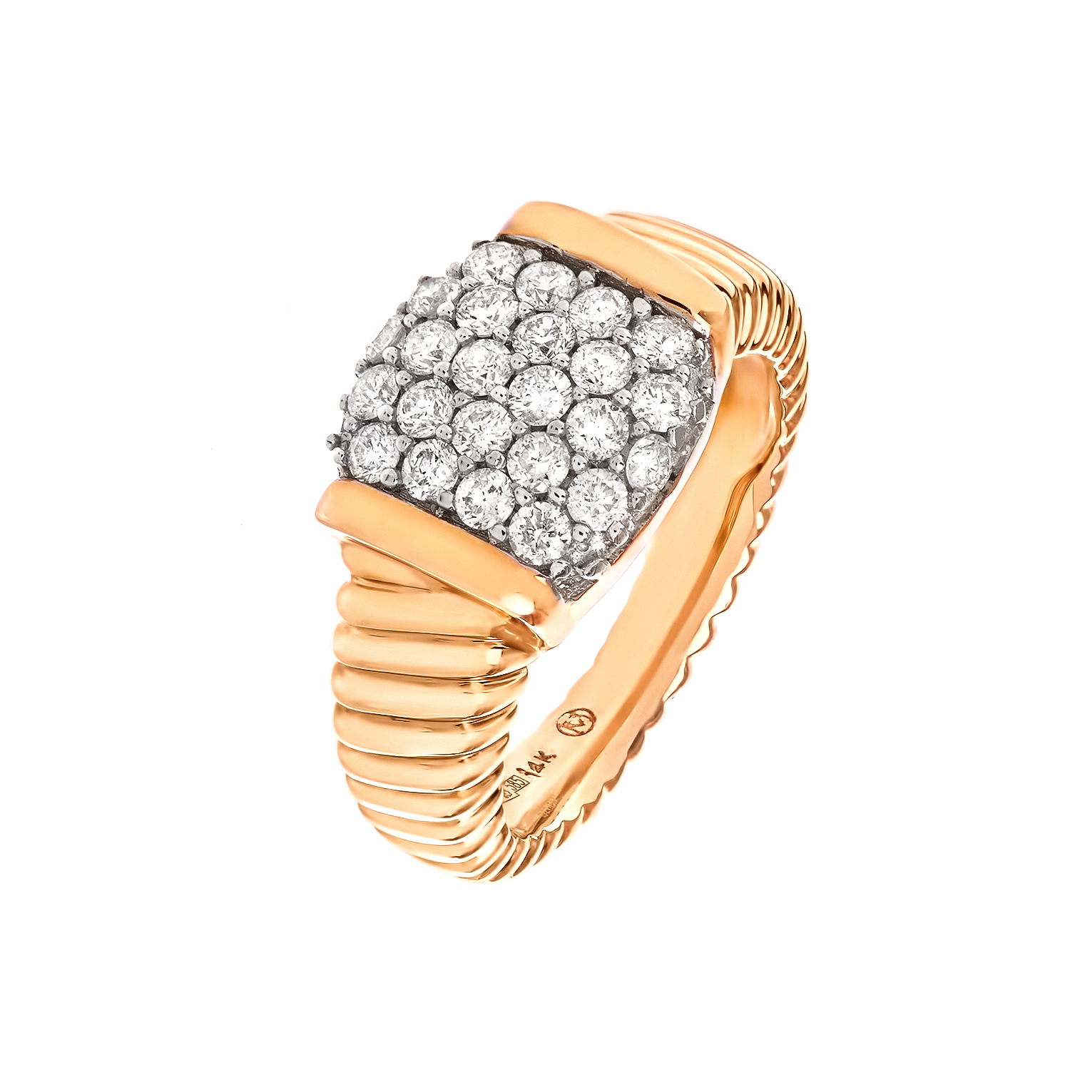 Кольцо из желтого золота усыпанное бриллиантами от магазина LunaLu