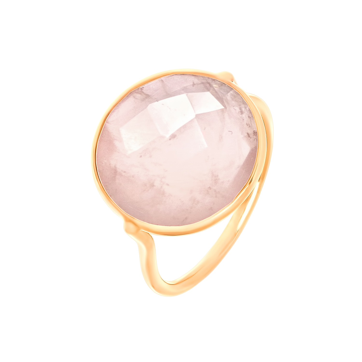 Кольцо "Бохо с розовым кварцем в серебре с золотым напылением от магазина LunaLu
