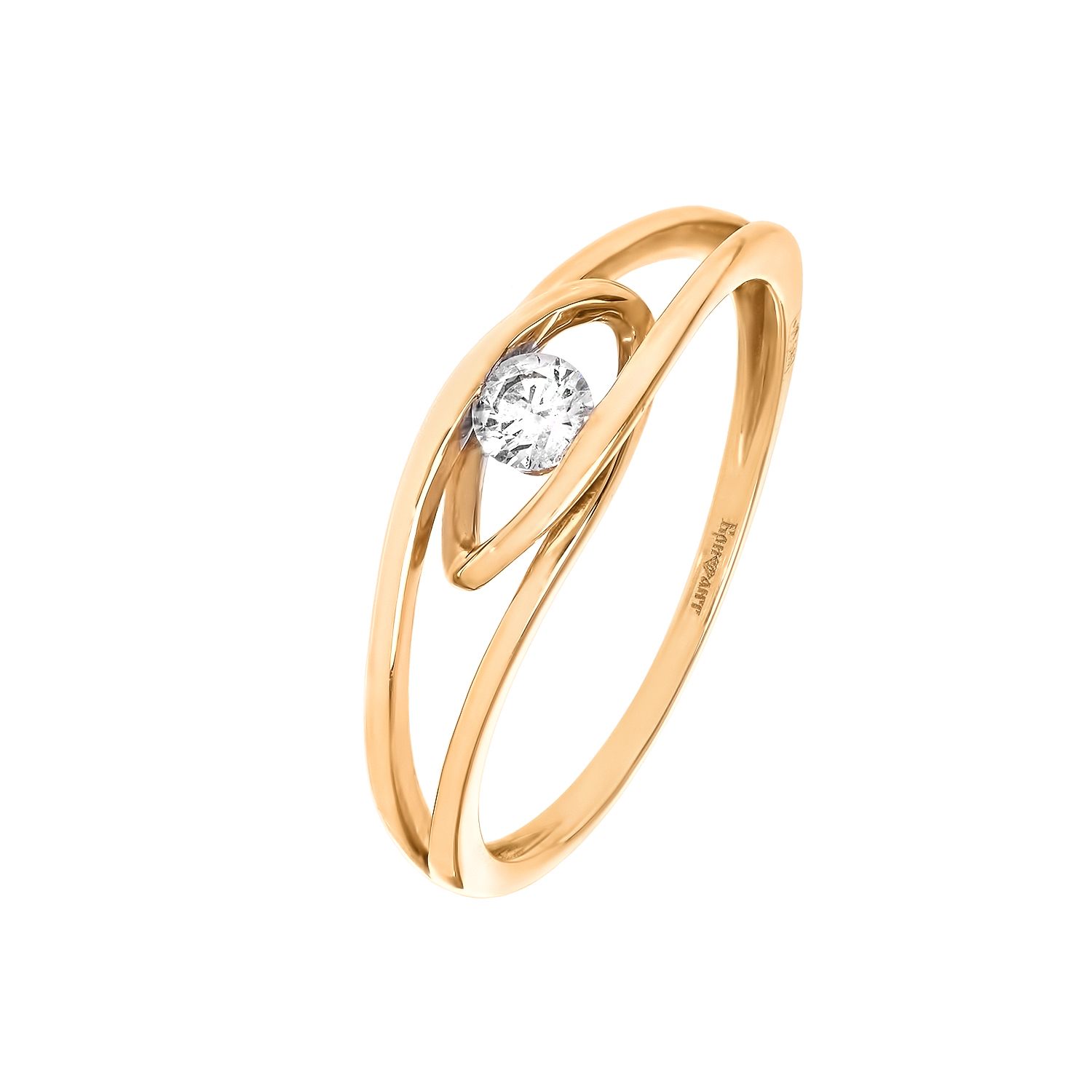 Утонченное кольцо из желтого золота с бриллиантом от магазина LunaLu