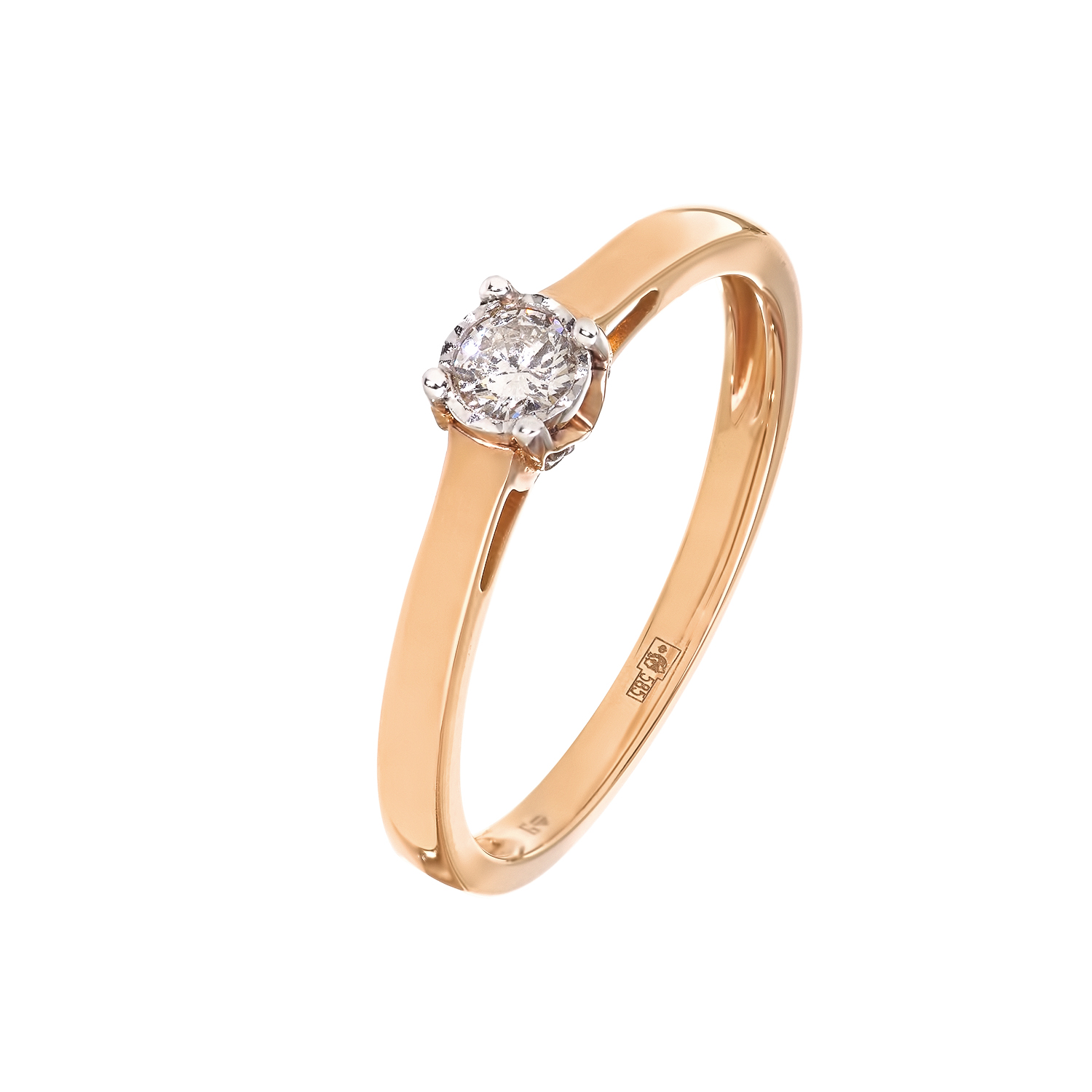 Кольцо с бриллиантом "Солнышко" в розовом золоте от магазина LunaLu