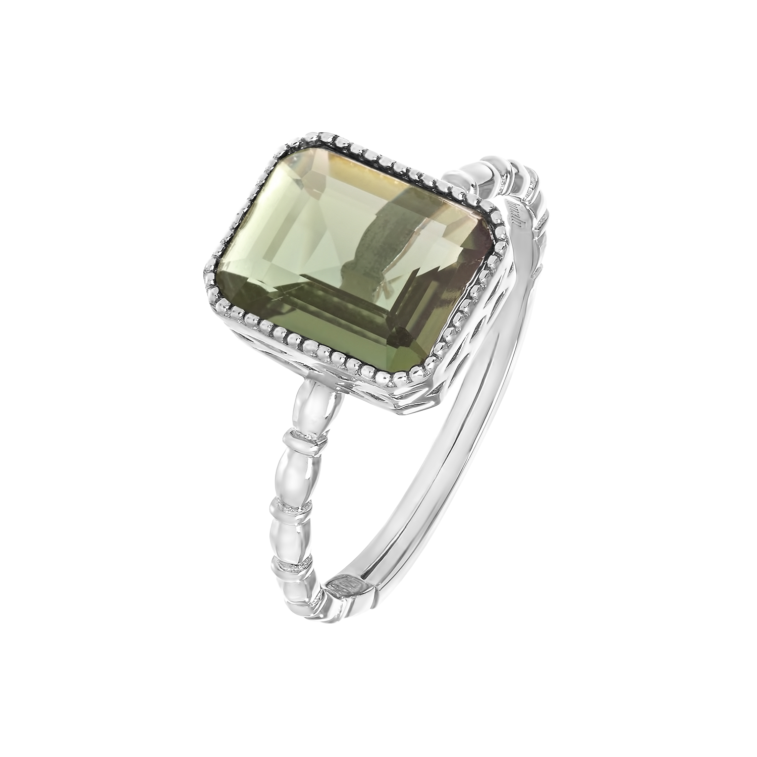 Кольцо с зеленым аметистом в серебре от магазина LunaLu