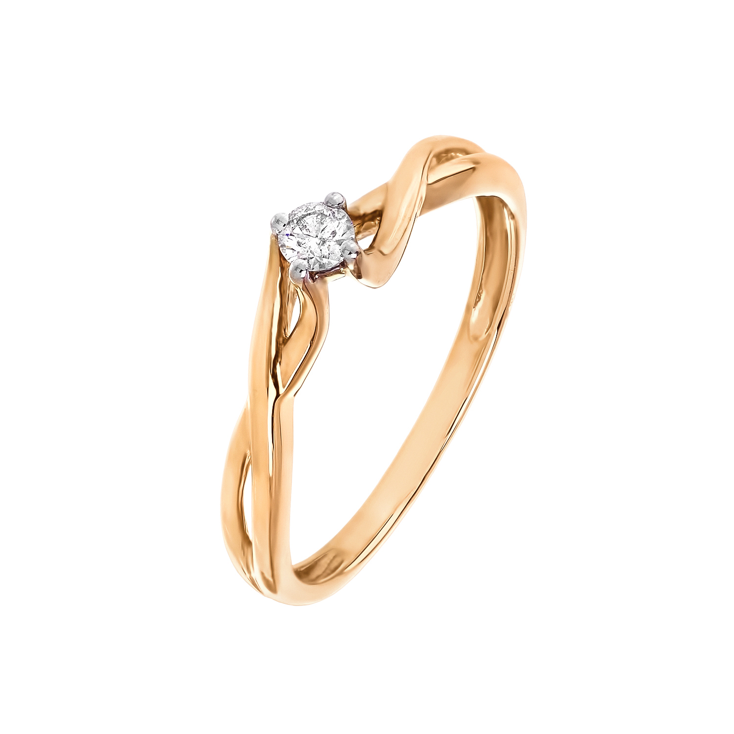 Утонченное кольцо с бриллиантом в желтом золоте от магазина LunaLu