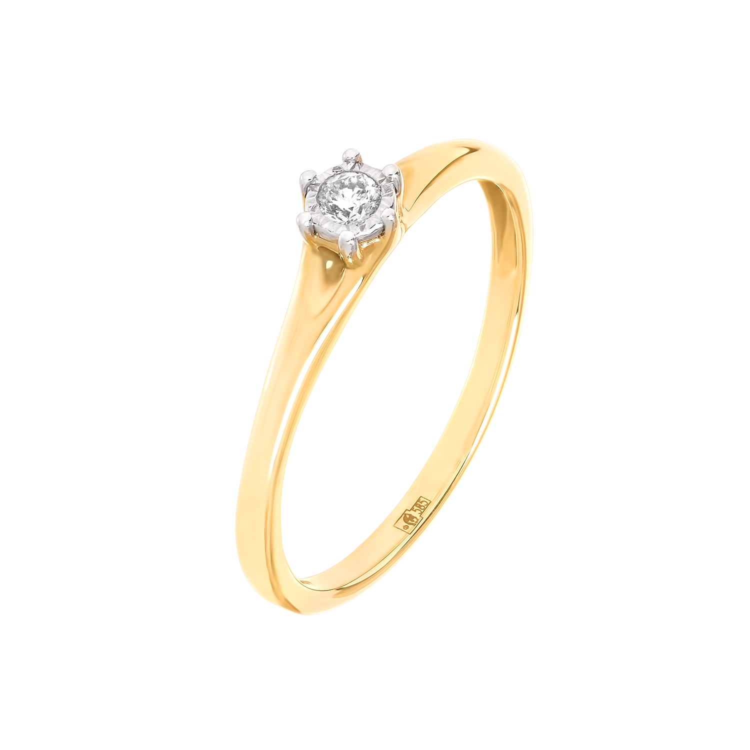 Помолвочное кольцо из желтого золота с бриллиантом от магазина LunaLu