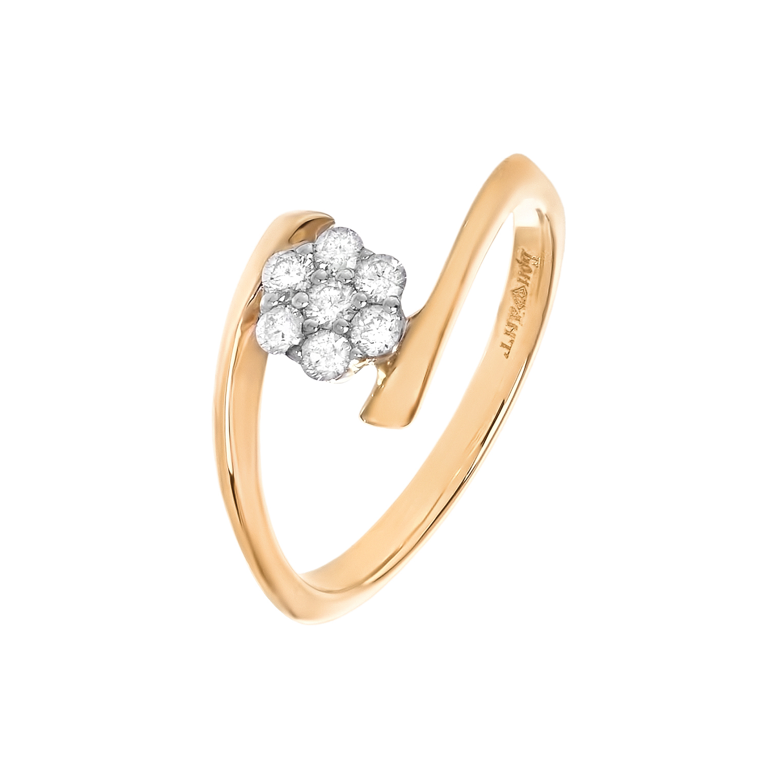 Кольцо с цветком из желтого золота с бриллиантами  от магазина LunaLu