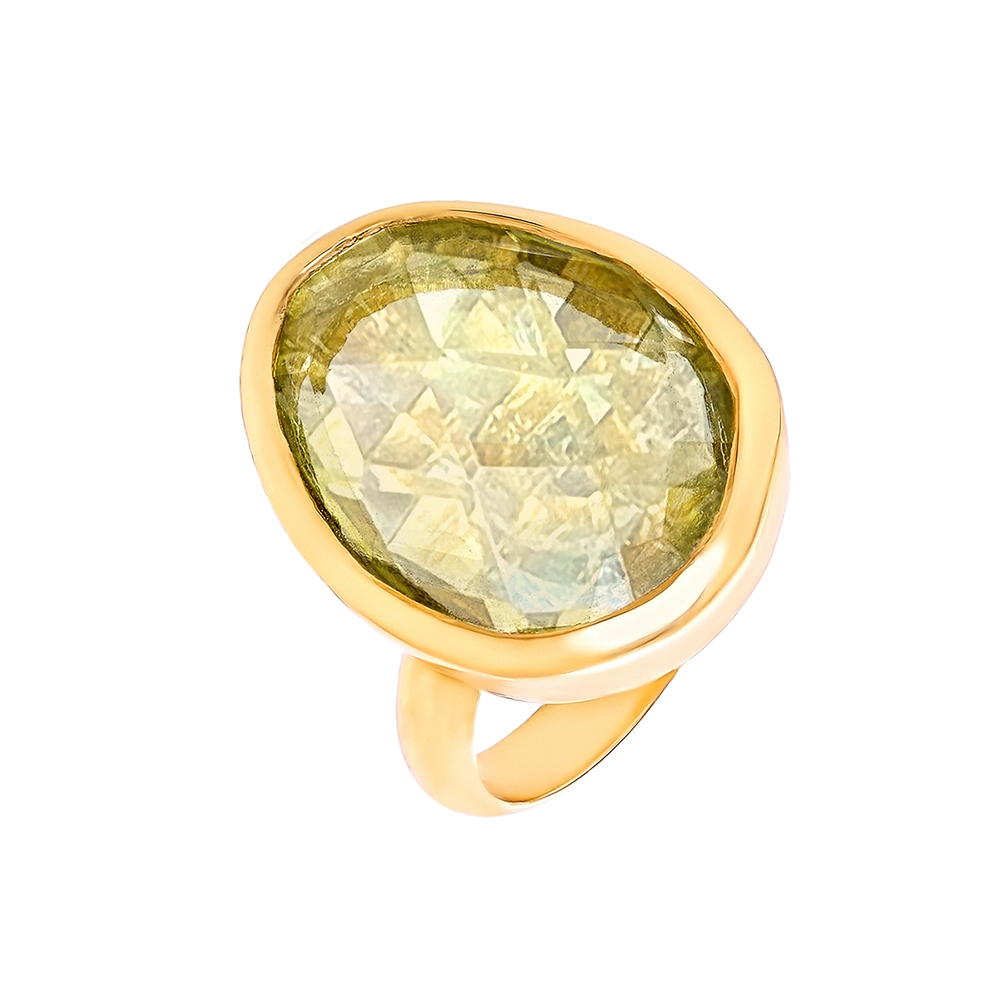 Кольцо "Бохо" крупное с цитрином в золотом напылении от магазина LunaLu