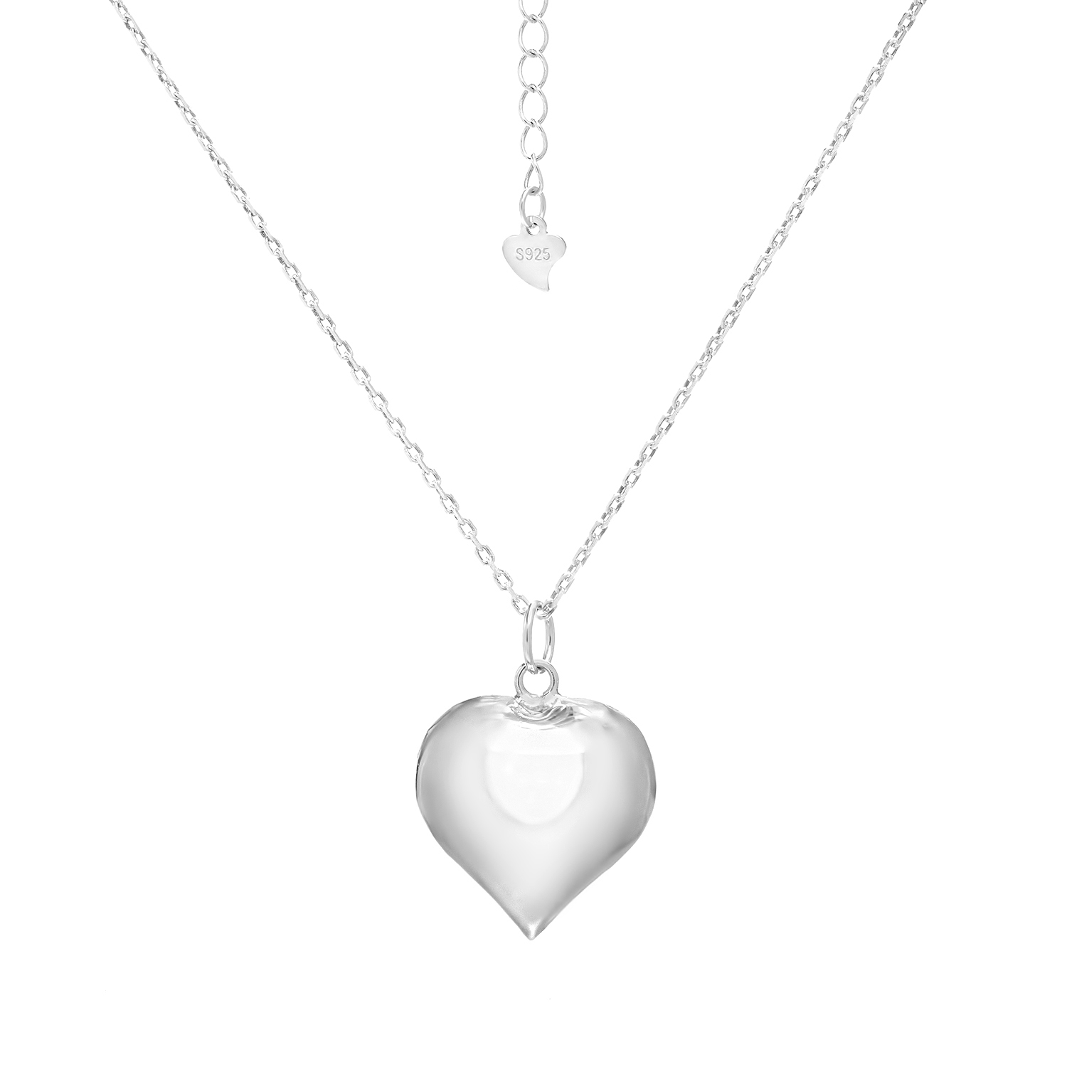 Колье со средним дутым сердцем из серебра 925 от магазина LunaLu