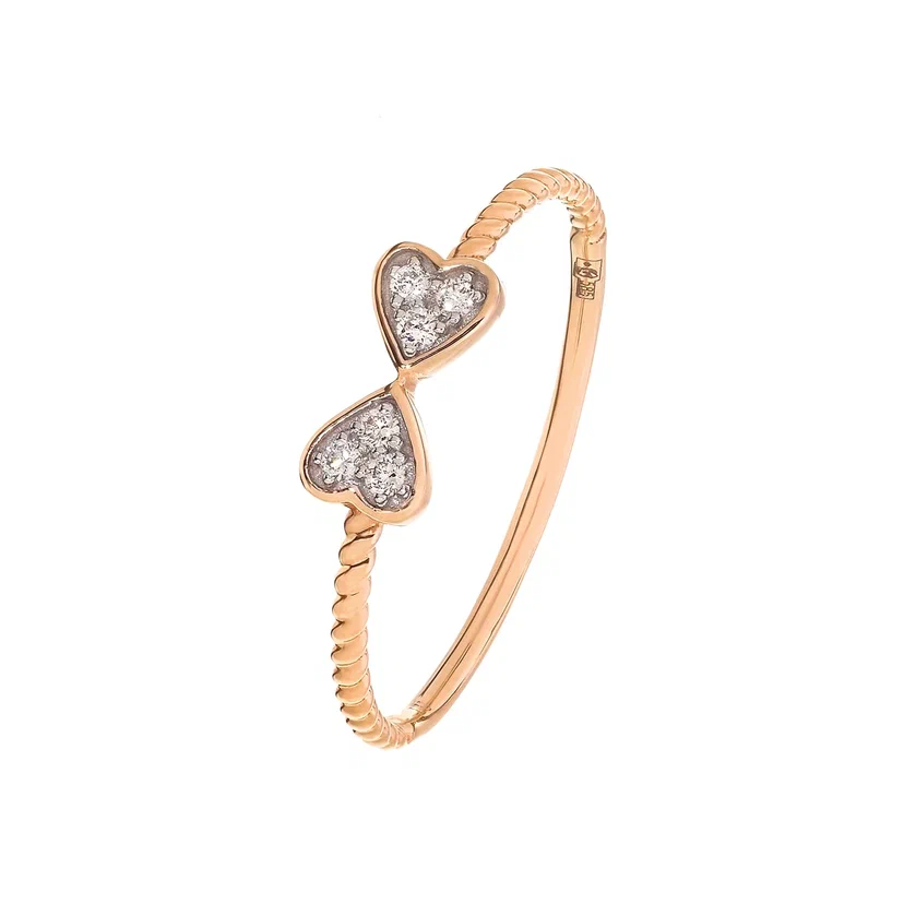 Кольцо "Два сердца"  золотое с бриллиантами от магазина LunaLu