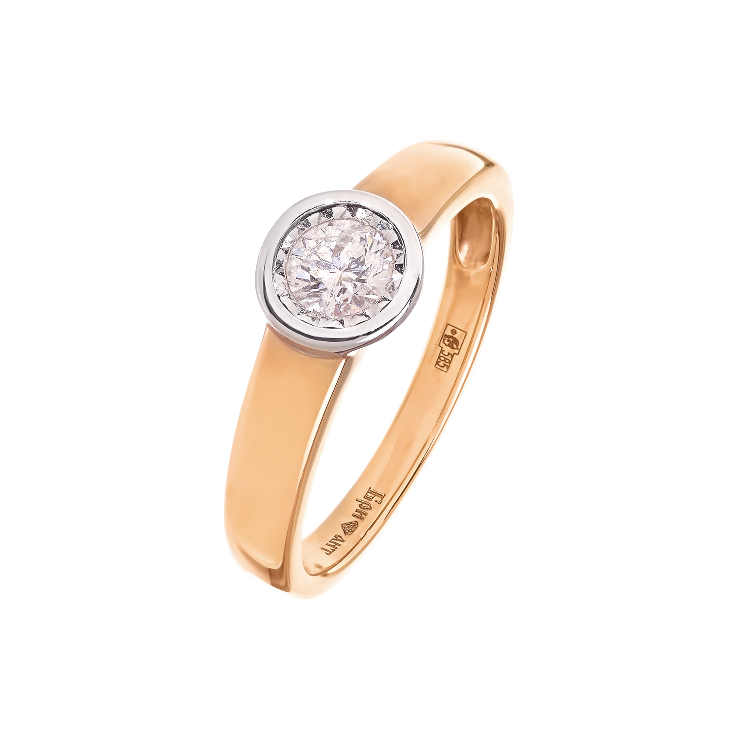 Кольцо с бриллиантом в розовом золоте от магазина LunaLu