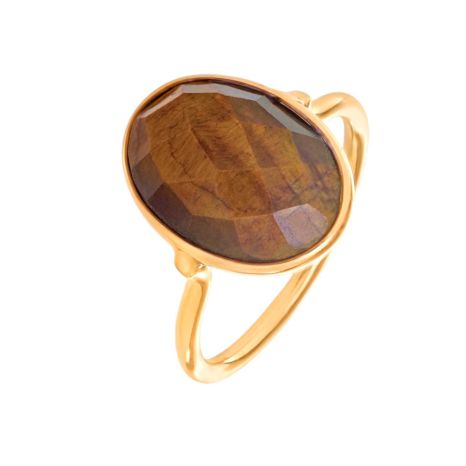 Кольцо "Бохо" с тигровым глазом в золотом напылении от магазина LunaLu