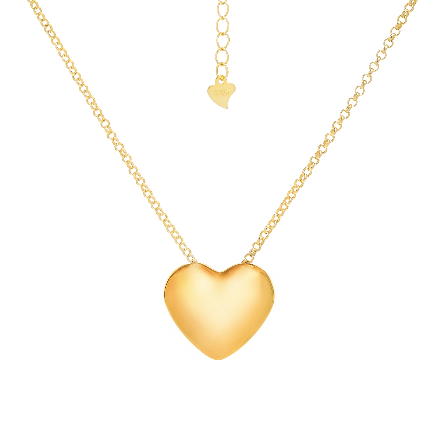 Колье с сердцем из дутого серебра с золотым напылением 18к от магазина LunaLu