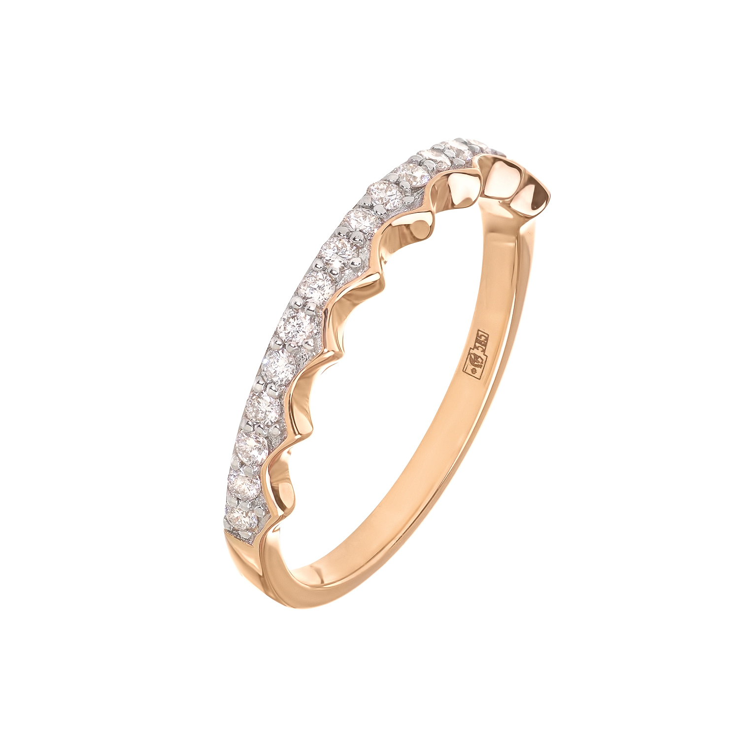 Кольцо золотое в виде короны с бриллиантами от магазина LunaLu