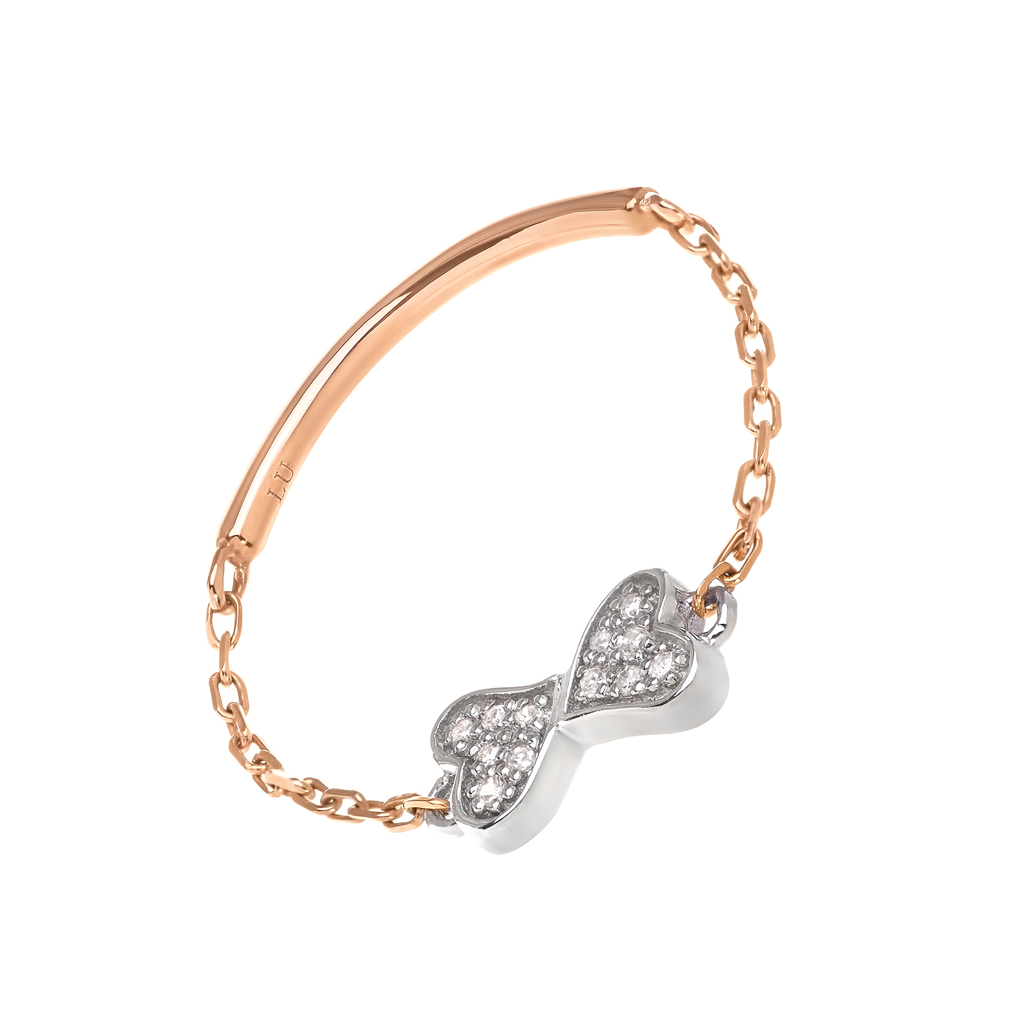 Кольцо на цепи из розового золота с бриллиантами от магазина LunaLu