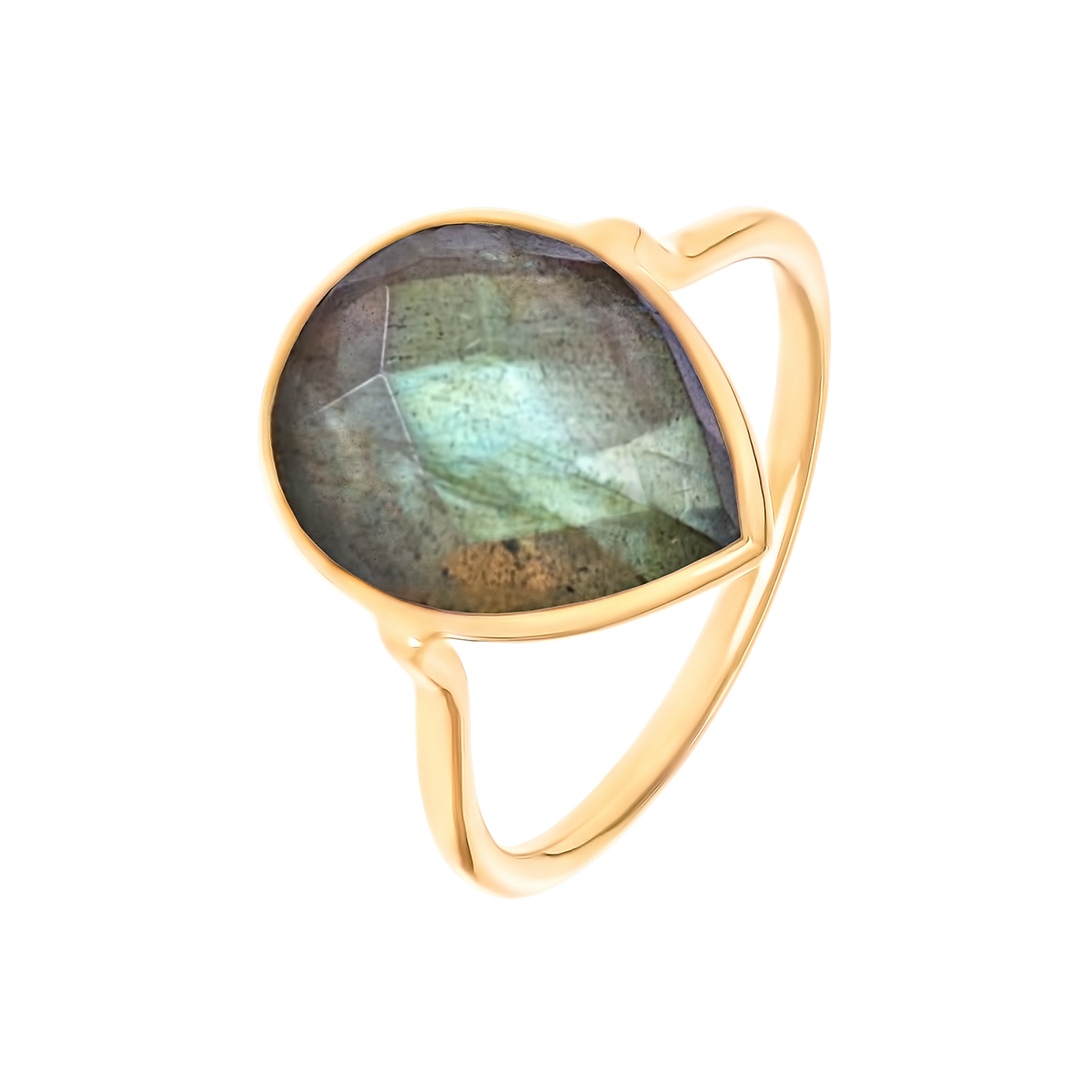 Кольцо "Бохо" с лабрадоритом в серебре с золотым напылением от магазина LunaLu